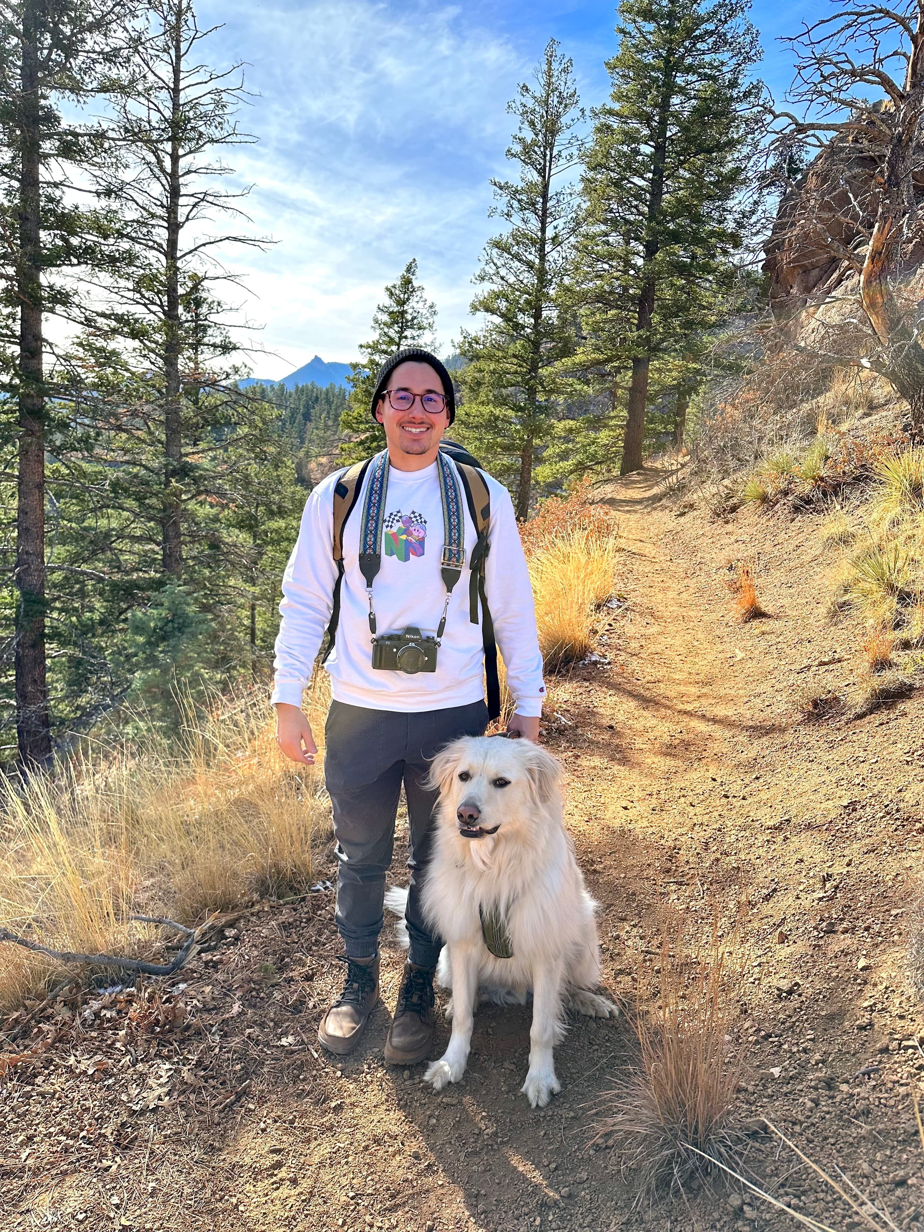 Me and my dog Apollo hiking in Colorado